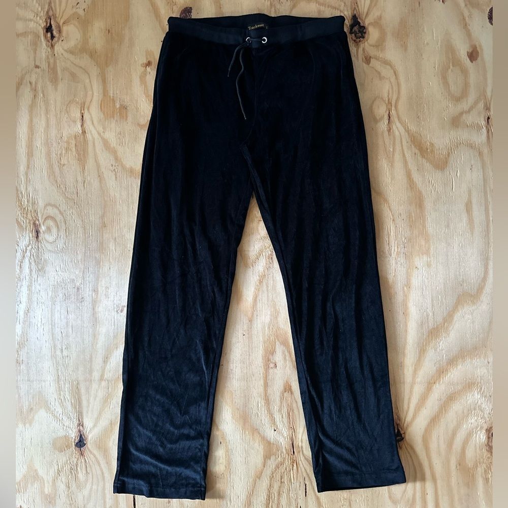 Tracksuit Black Velour Drawstring Lounge Pants (Size L)